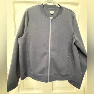 T by Talbots Dark Blue Zip-Up Bomber Jacket